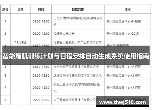 智能增肌训练计划与日程安排自动生成系统使用指南